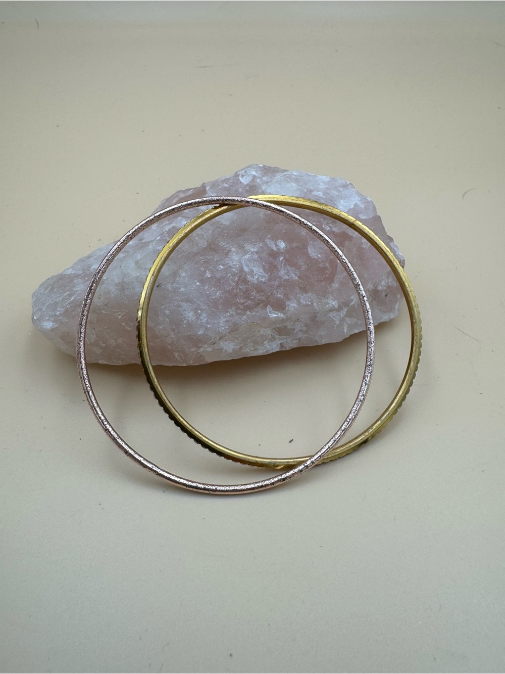 Artisan Gold and Rose Gold Thin Bangle Bracelet Duo 119